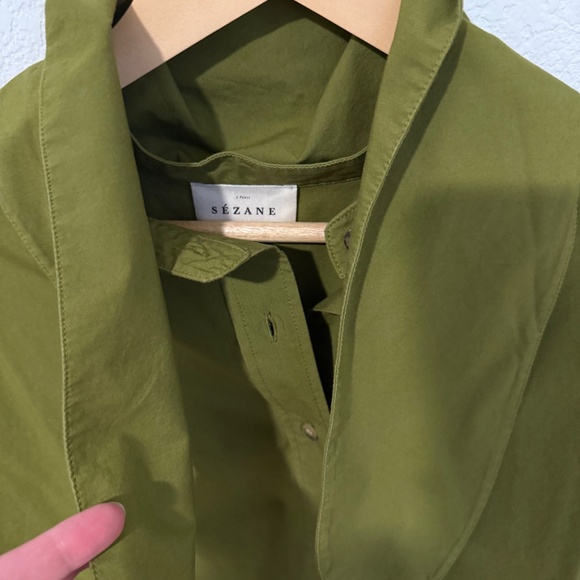 Sezane Millie Shirt Olive - Size 14 - Picture 8 of 8
